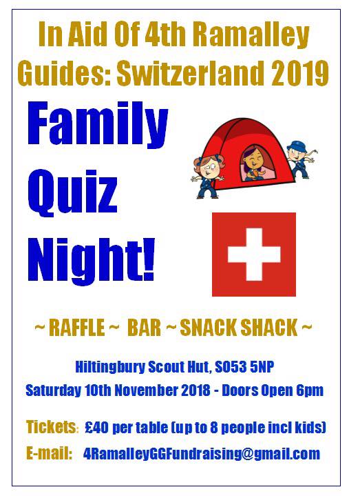 4th Ramalley Guides Family Quiz Night