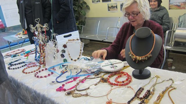 Gill Connell and her jewellery display