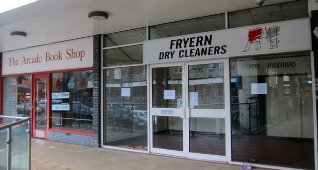 The old Arcade Book Shop and Dry Cleaners in Chandler's Ford.