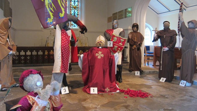 Murder in the Cathedral - Scarecrows at St Michael and All Angels church in Pirbright, Surrey.