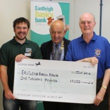 Eastleigh Lions Donation to Eastleigh Basics Bank.