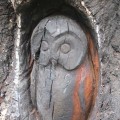 Burnt owl sculpture at Hocombe Mead, Chandler's Ford.