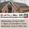 Chandler's Ford Hustings event 22 April 2015 Chandler's Ford Methodist Church.