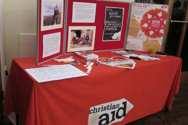 Christian Aid: Spreading Climate Change information at St. Martin in the Wood church Fairtrade event last weekend. 