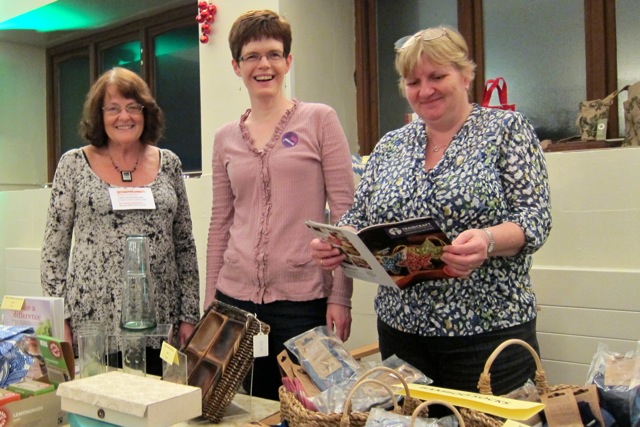 Chandler's Ford Fairtrade promoters: (Left to right): Hazel Bateman, Elizabeth Seaman, and Jane Keen.
