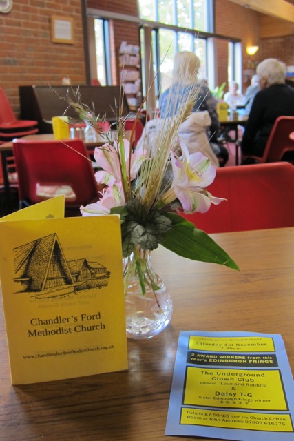 Friendly, relaxing ambiance at Chandler's Ford Methodist Church Coffee Room.