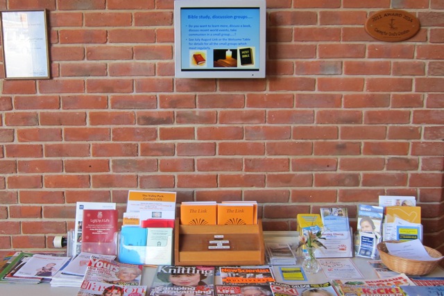 There is an electronic notice board at the Dovetail Centre.
