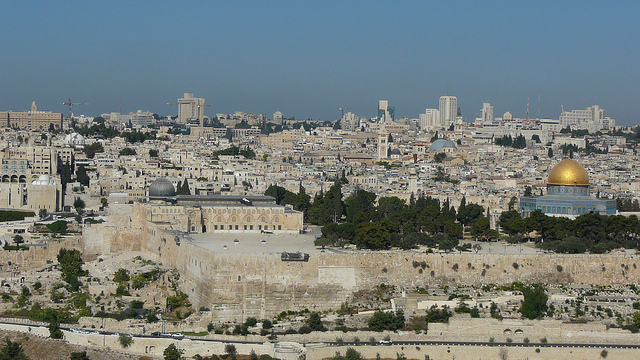 Old Jerusalem viewed from the Mount of Olives. Image by <a href="https://www.flickr.com/photos/tony709/5809317017/in/photolist-9Rmgye-7e3kLX-abbycV-8hNh1v-5iLSK-c3Raob-dBgUEs-iCnEBF-75rdz-57QYkT-e7efK-mEbCm-fP3Qnz-5NdPH4-bZhec1-daa8u2-mFJmH-fMj85C-e7enA-883sKk-881WCx-ddzxQX-4fjZZz-5NdFWk-2HfDPD-57QXLK-4fp1EU-fPQJ3D-6dPbLN-c3cViQ-4LEQBh-59o8Zf-8YsXf-bH2fY-7VsGPf-4h1KRz-ah1Cgm-mEv92-4KLzZu-oaeF1f-hGSimS-4foVwC-7eYGKS-fMK3Lp-6jCsyr-aZ5Cfn-2PEDLK-aER52X-2Y8rtt-3KTZ9x">Cycling Man</a> via Flickr.