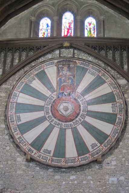 The round oak table at the Great Hall in Winchester is painted with Tudor rose.