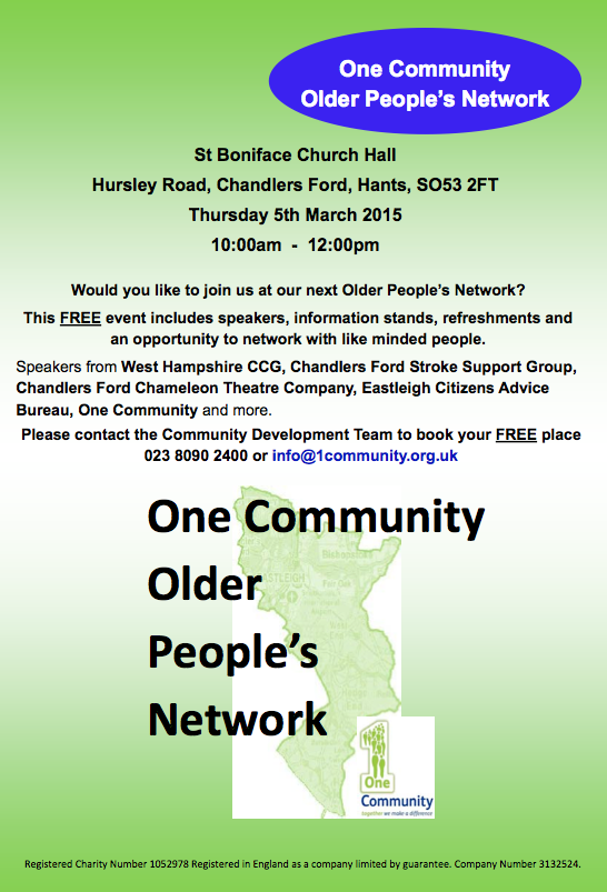 One Community - Older people's network: Thursday 5th March 2015 at St. Boniface Church, Chandler's Ford.