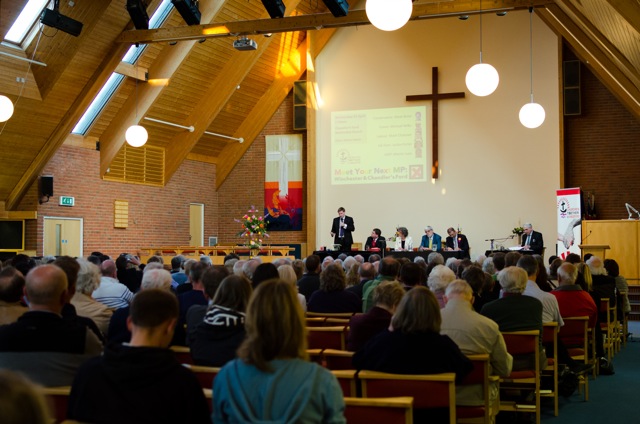 Huge turnout for the hustings at Chandler's Ford Methodist Church. Image: Alan Fry.