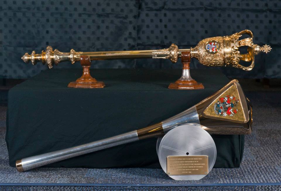 The Ceremonial Maces for Mayor of Eastleigh - old and new. ©Chris Balcombe