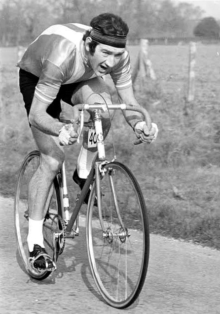Martin Napier: A later (1970s) picture of me riding in a time trial. Photographer J. Love.