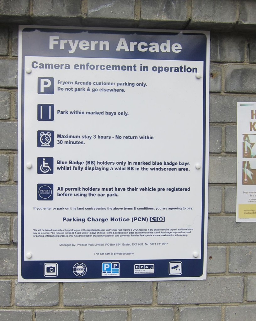 Parking rules at the Fryern Arcade in Chandler's Ford.