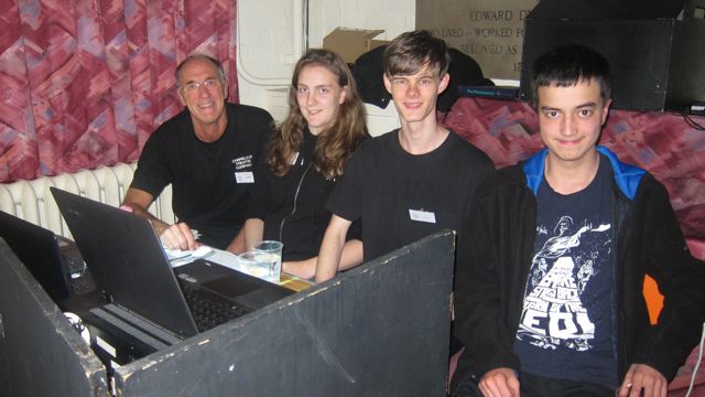 Technical team: (from left to right): Lionel Elliott, Rebecca Nye, Sam Hemley, and Ben Williams.