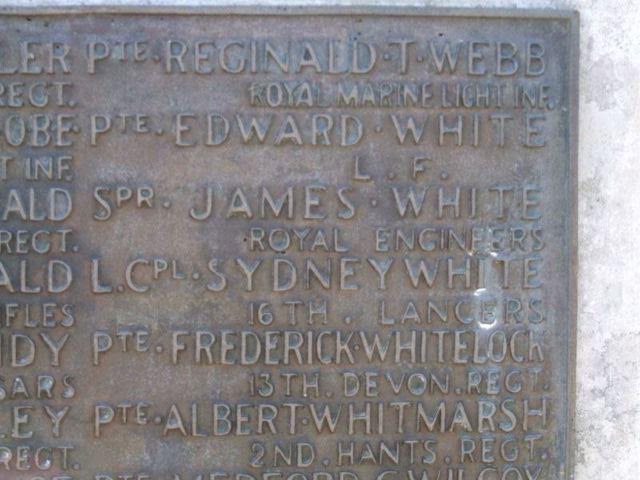 Hursley War memorial. My Dad Pte. Edward White . L . F. (Lancashire Fusiliers, the regiment). Credit: Roger White.