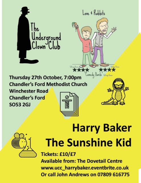 Harry Baker, the 5* award winning Sunshine Kid, is coming to Chandler's Ford Methodist Church on Thursday 27th October 2016.