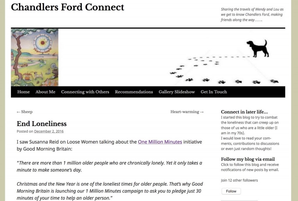 Wendy writes her experiences in Chandler's Ford in her blog. 