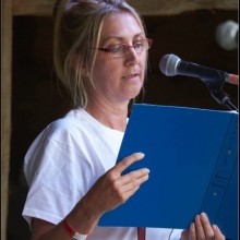 Performance Poetry at New Forest Festival - image from CFT archives from Sandra's earlier interview