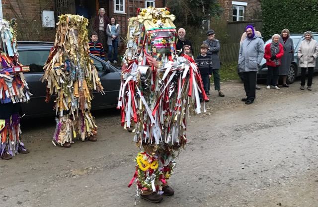 The Otterbourne Mummers performing the traditional Mummers Play in Otterbourne, Christmas 2016. Image credit: Sujata Gopinath.