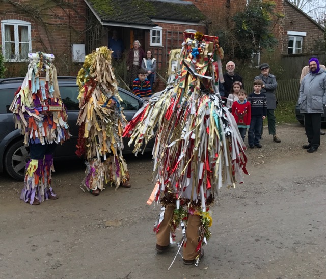 The Otterbourne Mummers performing the traditional Mummers Play in Otterbourne, Christmas 2016. Image credit: Sujata Gopinath.