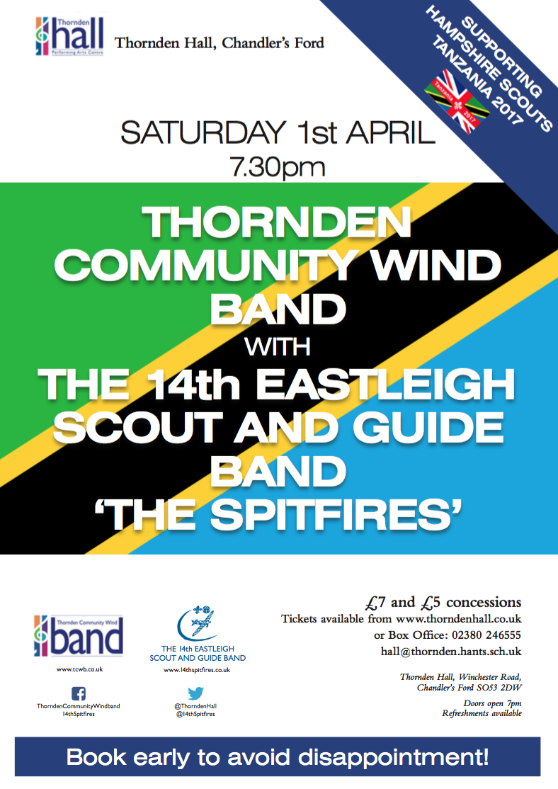 Thornden CommunityWind Band with the 14th Eastleigh Scout and Guide Band - the Spitfire, 1st April 2017.