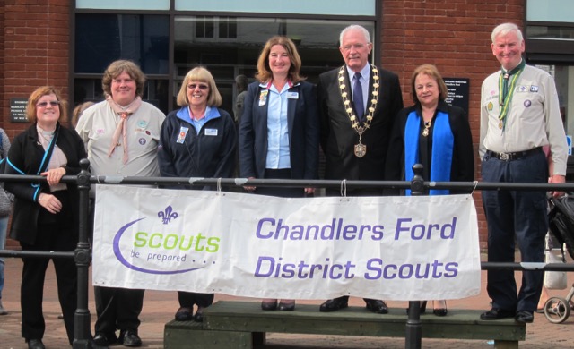Chandler’s Ford Scout District St. George’s Day Parade 2017. Mayor of Eastleigh. 