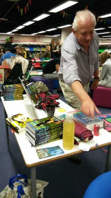 Eastleigh Library - Richard reaching for the TDA stamp