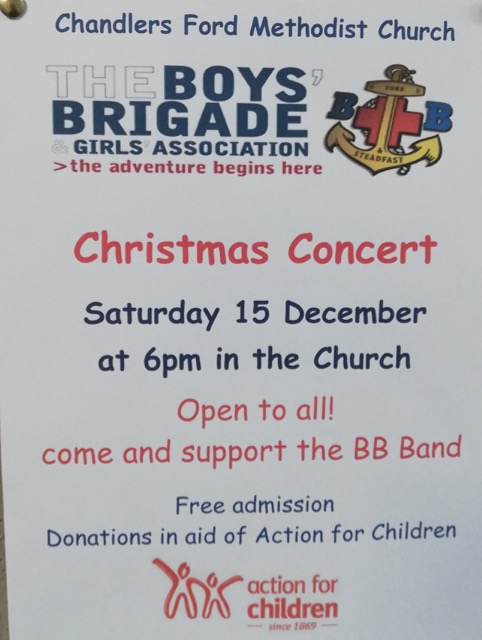 Boys' Brigade Christmas Concert: Saturday 15th December