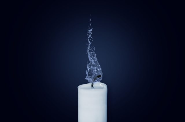 candle and water