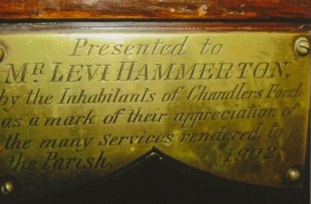 Presented to Mr Levi Hammerton by the Inhabitants of Chandler’s Ford