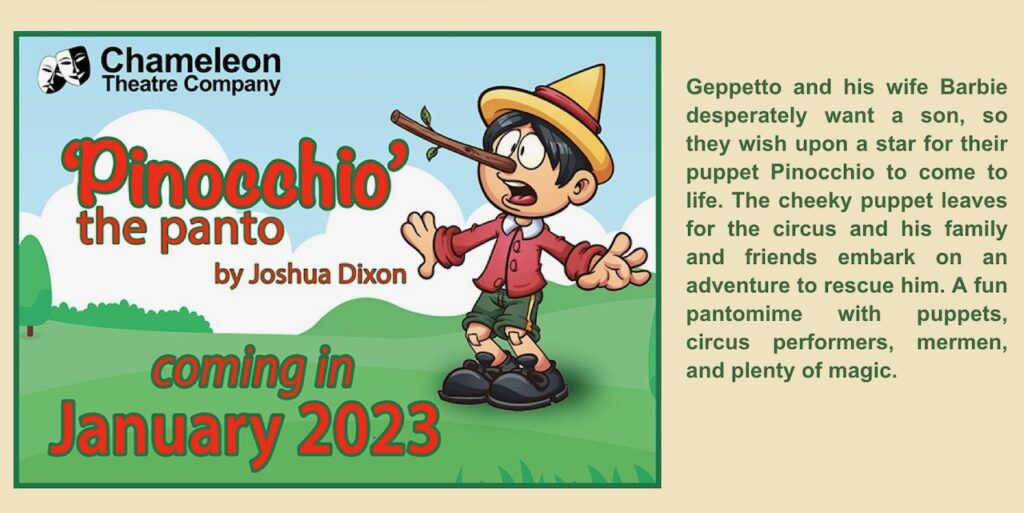 Coming soon - Pinocchio the panto, January 2023