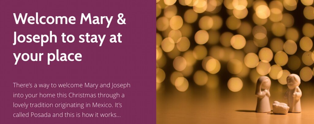 "Welcome Mary & Joseph to stay at your place" - from Church of England website