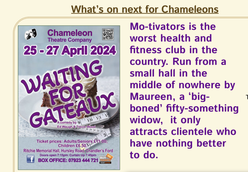 Waiting for Gateaux by the Chameleons, April 2024